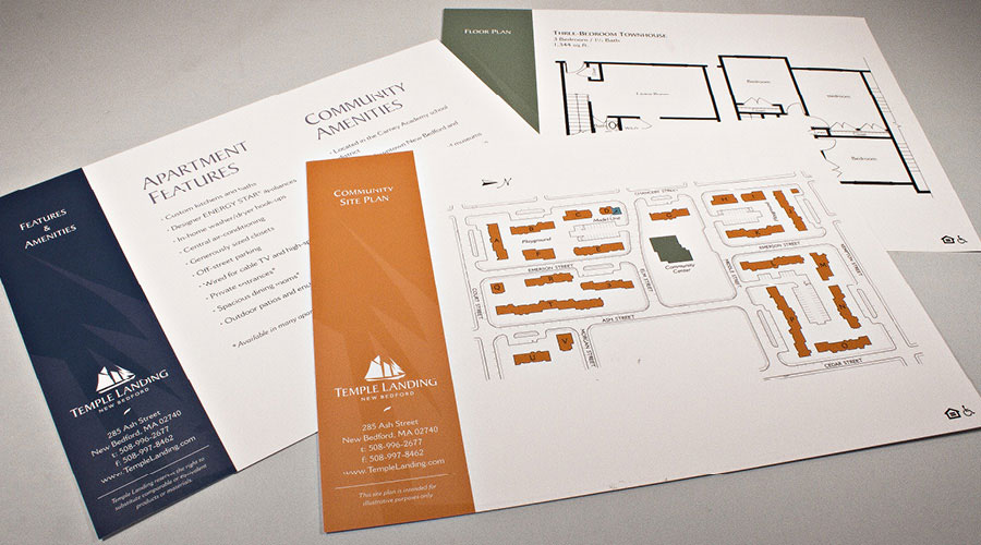 Photo of the Temple Landing floorplan, site plan and features inserts
